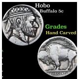 Hobo Buffalo Nickel 5c Grades Hand Carved