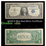 1957B $1 Blue Seal Silver Certificate Grades vf+