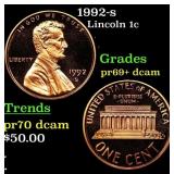 1992-s Proof Lincoln Cent 1c Grades GEM++ Proof De