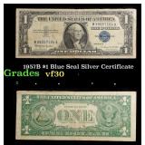 1957B $1 Blue Seal Silver Certificate Grades vf++