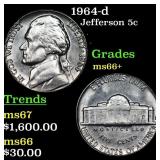 1964-d Jefferson Nickel 5c Grades GEM++ Unc