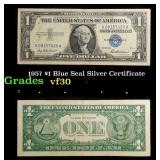 1957 $1 Blue Seal Silver Certificate Grades vf++