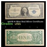 1957B $1 Blue Seal Silver Certificate Grades vf+