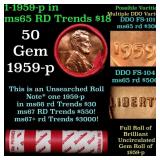 BU Shotgun Lincoln 1c roll, 1959-p 50 pcs Dunbar W