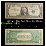 1957A $1 Blue Seal Silver Certificate Grades vf+