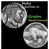 Hobo Buffalo Nickel 5c Grades Hand Carved