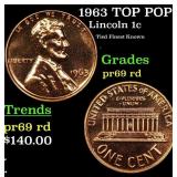 1963 Proof Lincoln Cent TOP POP! 1c Graded Gem++ P