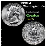 1986-d Washington Quarter 25c Grades GEM Unc