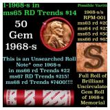 BU Shotgun Lincoln 1c roll, 1968-s 50 pcs Dunbar W