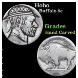 Hobo Buffalo Nickel 5c Grades Hand Carved