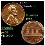 1959 Proof Lincoln Cent 1c Grades GEM++ Proof