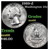 1989-d Washington Quarter 25c Grades GEM+ Unc
