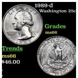 1989-d Washington Quarter 25c Grades GEM+ Unc