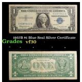 1957B $1 Blue Seal Silver Certificate Grades vf++