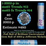 BU Shotgun Jefferson 5c roll, 2002-p 40 pcs Bank $