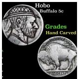 Hobo Buffalo Nickel 5c Grades Hand Carved