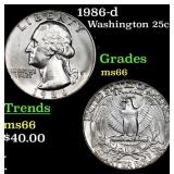 1986-d Washington Quarter 25c Grades GEM+ Unc