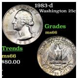 1983-d Washington Quarter 25c Grades GEM+ Unc
