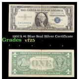 1957A $1 Blue Seal Silver Certificate Grades vf+