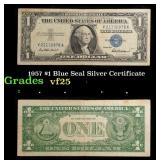 1957 $1 Blue Seal Silver Certificate Grades vf+