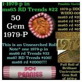 BU Shotgun Lincoln 1c roll, 1979-p 50 pcs Bank Wra