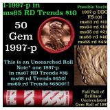 BU Shotgun Lincoln 1c roll, 1997-d 50 pcs Bank Wra