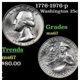1776-1976-p Washington Quarter 25c Grades GEM++ Un
