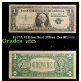 1957A $1 Blue Seal Silver Certificate Grades vf+