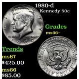 1980-d Kennedy Half Dollar 50c Grades GEM++ Unc