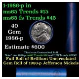 BU Shotgun Jefferson 5c roll, 1986-d 40 pcs Bank $