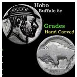 Hobo Buffalo Nickel 5c Grades Hand Carved