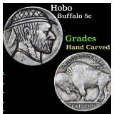 Hobo Buffalo Nickel 5c Grades Hand Carved