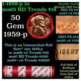 BU Shotgun Lincoln 1c roll, 1959-p 50 pcs Dunbar W