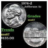 1974-d Jefferson Nickel 5c Grades GEM++ Unc