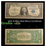 1957 $1 Blue Seal Silver Certificate Grades vf+