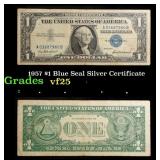 1957 $1 Blue Seal Silver Certificate Grades vf+