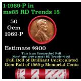 BU Shotgun Lincoln 1c roll, 1969-p 50 pcs Dunbar W