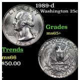 1989-d Washington Quarter 25c Grades GEM+ Unc