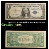 1957A $1 Blue Seal Silver Certificate Grades vf+