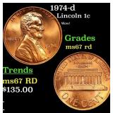 1974-d Lincoln Cent 1c Grades GEM++ Unc RD