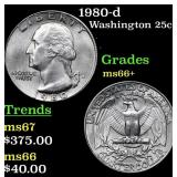 1980-d Washington Quarter 25c Grades GEM++ Unc