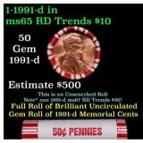 BU Shotgun Lincoln 1c roll, 1991-d 50 pcs Bank Wra
