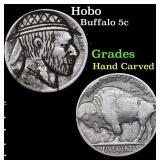 Hobo Buffalo Nickel 5c Grades Hand Carved