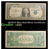 1957B $1 Blue Seal Silver Certificate Grades vf+
