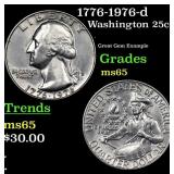 1776-1976-d Washington Quarter 25c Grades GEM Unc