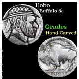 Hobo Buffalo Nickel 5c Grades Hand Carved