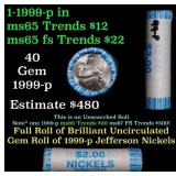 BU Shotgun Jefferson 5c roll, 1999-p 40 pcs Bank $