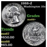1988-d Washington Quarter 25c Grades GEM++ Unc