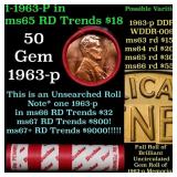 BU Shotgun Lincoln 1c roll, 1963-p 50 pcs Dunbar W