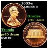 2003-s Proof Lincoln Cent 1c Grades GEM++ Proof De